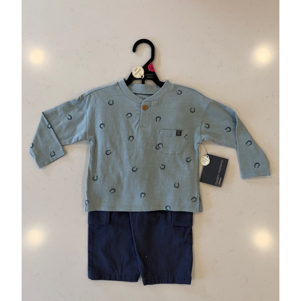 Modern Moments by Gerber Boys 18M 2-Piece Top and Cargo Pants Set Toddler New
